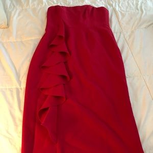 Jay Godfrey Strapless Knee Length Red Dress